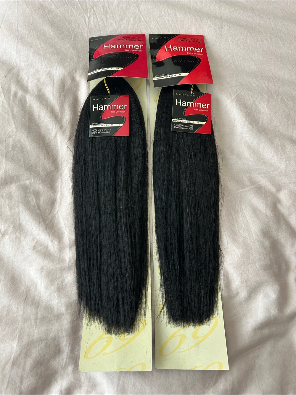 Hammer Hair Collection 16” Bulk 100% Human Hair Color 1B Dark Brown (2 packs)